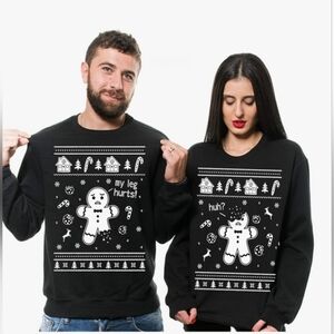 Christmas Ugly Sweater Party Sweatshirts Couple Gingerbread Funny Sweatshirts XL